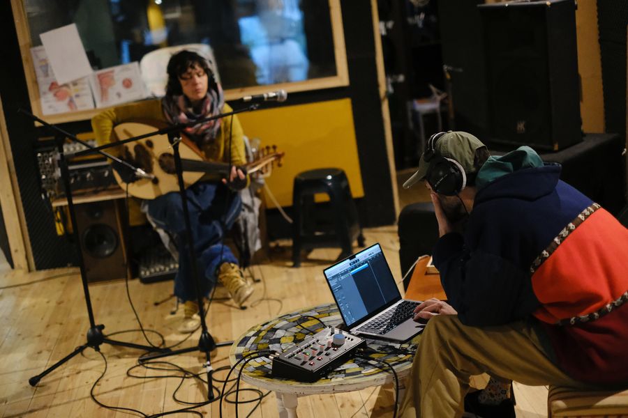 Recording session in the studio